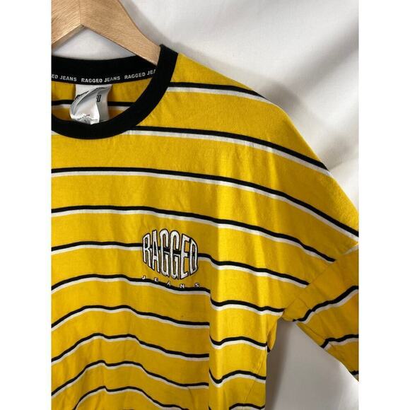 Ragged Jeans Yellow Striped Long Sleeve Tshirt Size small - Picture 4 of 5